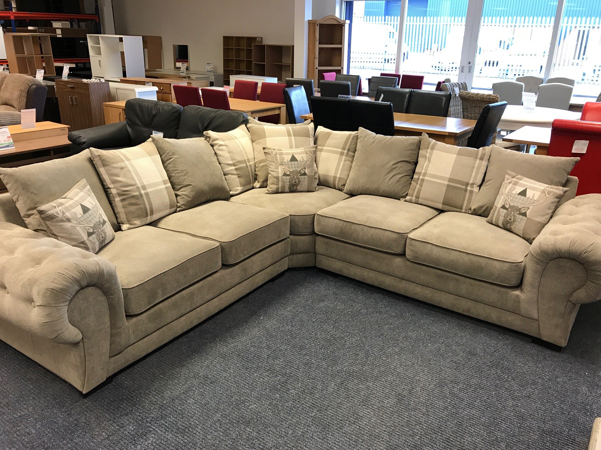 large grey leather corner sofa