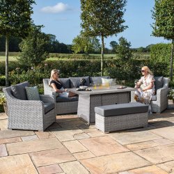 Maze Ascot 3 Seat Sofa Dining Set with Fire Pit & Weatherproof Cushions