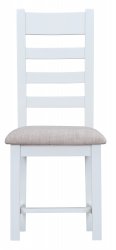 Pair of TT Dining White Ladder Back Chair Fabric