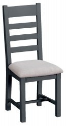 Pair of TT Dining  Charcoal Ladder Back Chair Fabric