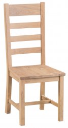 Pair of Light Oakmont Dining & Occasional Ladder Back Chair with Wooden Seat