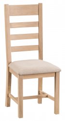 Pair of Light Oakmont Dining & Occasional Ladder Back Chair with Fabric Seat