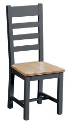 Pair of TT Dining  Charcoal Ladder Back Chair Wooden