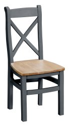 Pair of TT Dining  Charcoal Cross Back Chair Wooden