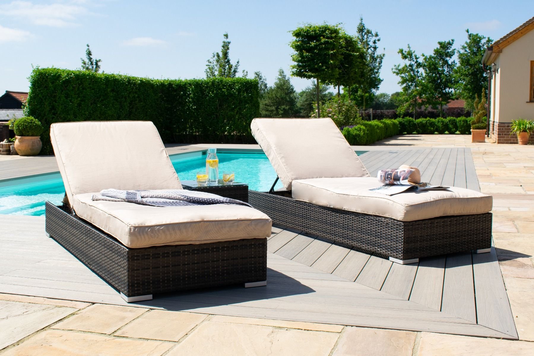 Maze Rattan Orlando Sunlounger Set - Brown | The Clearance Zone