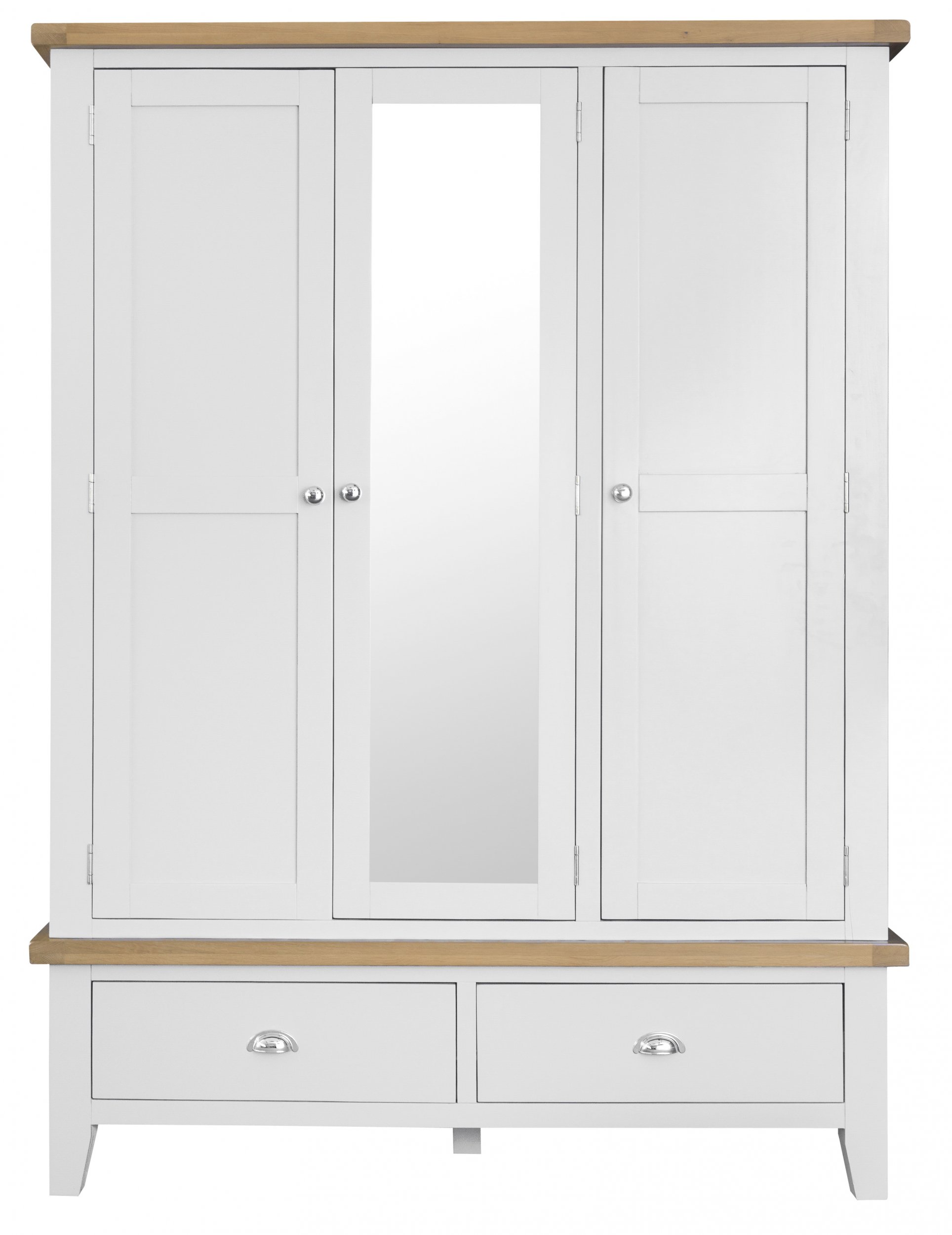 Kettering White Bedroom Triple Wardrobe With Mirror The
