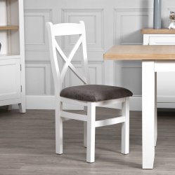 Eton Crossback Chair Fabric Seat (Pair) - White