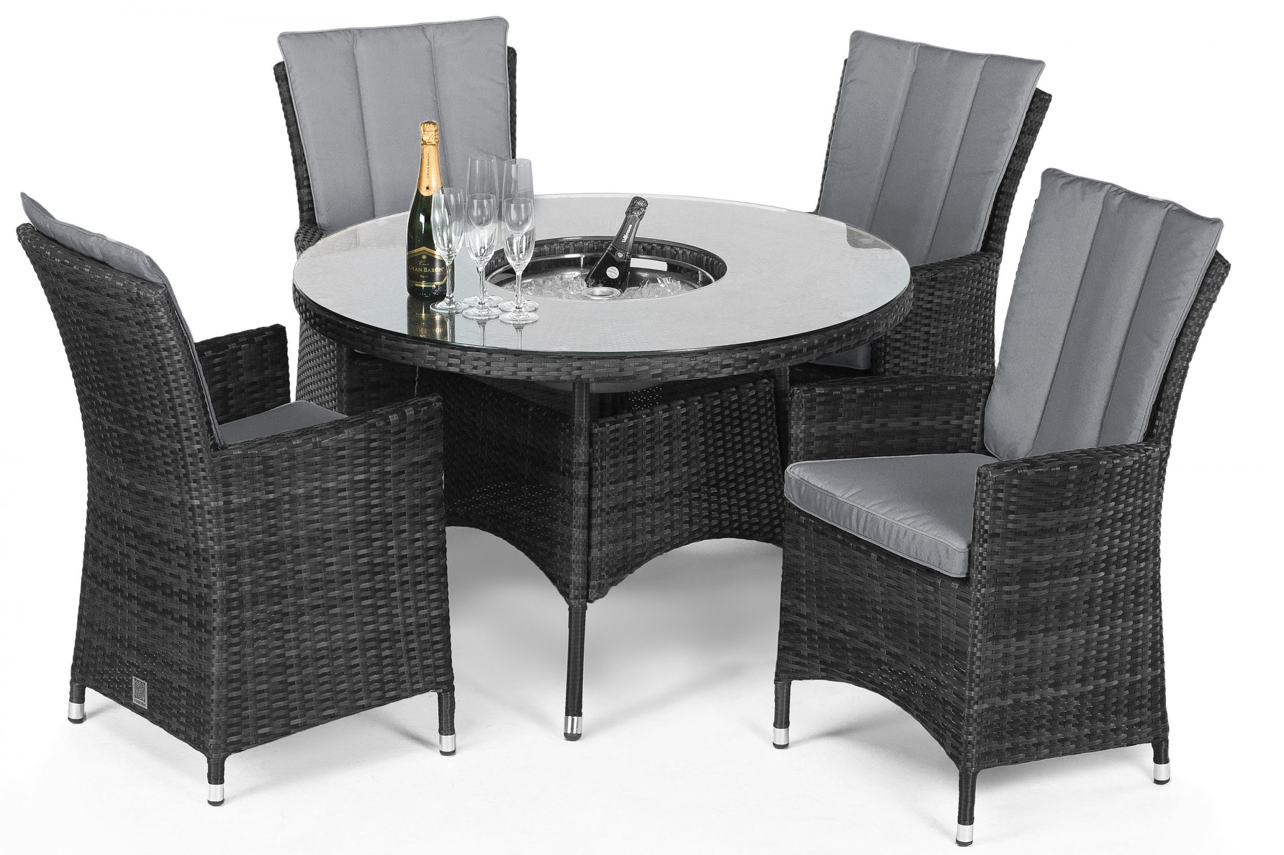 Maze Rattan LA 4 Seat Round Dining Set - Grey | The Clearance Zone