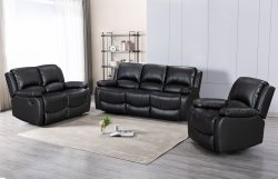 Barcelona Reclining 3+1+1 Sofa Set- Black Leather