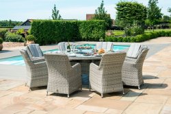 Maze Rattan Oxford 8 Seat Round Fire Pit Dining Set With Venice Chairs