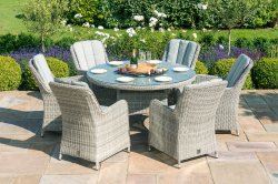 Maze Rattan Oxford 6 Seat Round Ice Bucket Dining Set With Venice Chairs