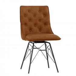 The Chair Collection Studded Back Chair with Ornate Legs - Tan (Pair)
