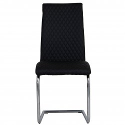 The Chair Collection Diamond Stitch Dining Chair, Chrome Legs - Black (Pair)