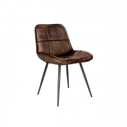 The Chair Collection Leather & Iron Chair - Brown (Pair)