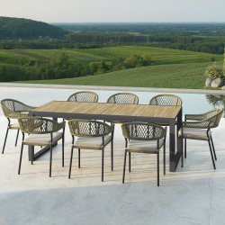 Maze Rope Bali 8 Seat Rectangular Extending Dining Set - Beige & Grey Interchangable Covers