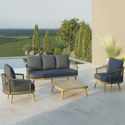 Maze Rope Bali 3 Seat Sofa Set - Beige & Grey Interchangable Covers