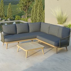Maze Rope Bali Corner Sofa Set - Beige & Grey Interchangable Covers