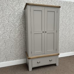 Haxby Oak Painted Bedroom 2 Door Wardrobe - Grey