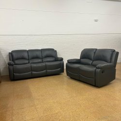 Barcelona Reclining 3 + 2 Sofa Set - Grey Leather