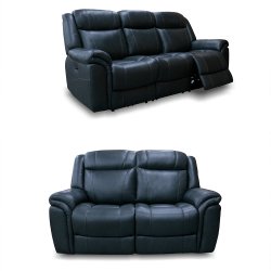 The Royal - George Power Reclining 3+2 Sofa Set - Genuine Leather - Grey