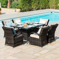 Maze Rattan Texas 6 Seat Rectangle Dining Set With Ice Bucket - Grey