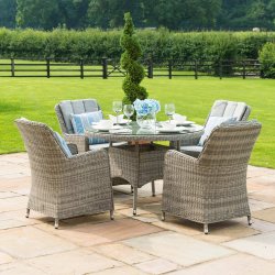 Maze Rattan Oxford 4 Seat Round Dining Set With Venice Chairs