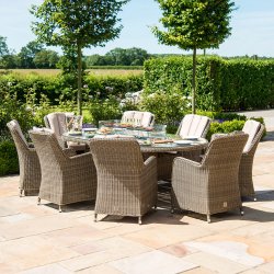 Maze Rattan Winchester 8 Seat Oval Fire Pit Dining Set With Venice Chairs > With Fire Pit