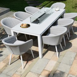 Maze - Outdoor Ambition 8 Seat Rectangle Dining Set With Fire Pit - Lead Chine