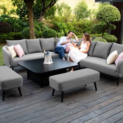 Maze - Outdoor Ambition Square Corner Sofa Dining Set With Rising Table - Flanelle