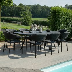 Maze - Outdoor Pebble 8 Seat Oval Dining Set  - Charcoal