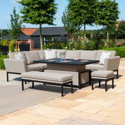 Maze - Outdoor Pulse Rectangle Corner Dining Set With Rising Table - Taupe