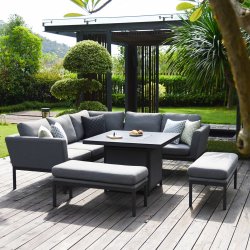 Maze - Outdoor Pulse Square Corner Dining Set With Fire Pit -  Flanelle