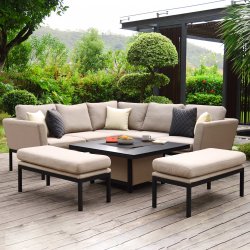 Maze - Outdoor Pulse Square Corner Dining Set With Rising Table -  Taupe