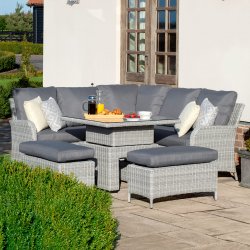 Maze Rattan Ascot Square Corner Dining - With Rising Table and Weatherproof Cushions
