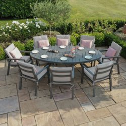New York 8 Seat Oval Dining Set - Dove Grey