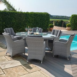 Maze Ascot 6 Seat Oval Dining Set - With Waterproof Cushions