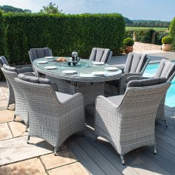 Maze Ascot 8 Seat Oval Dining Set - With Waterproof Cushions