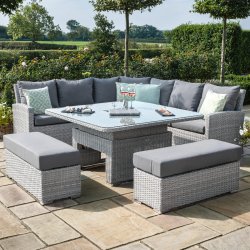 Maze Ascot Deluxe Corner Dining Set - With Rising Table, Ice Bucket & Weatherproof Cushions