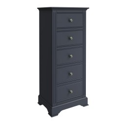 Bletchley Midnight Grey Bedroom 5 Drawer Narrow Chest
