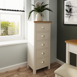 Ranby Truffle Bedroom 5 Drawer Narrow Chest