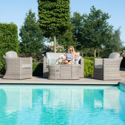Maze Rattan Oxford 2 Seat Sofa Set with Fire Pit Coffee Table