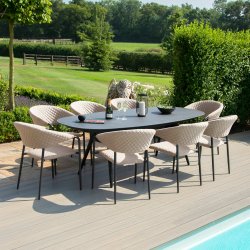 Maze - Outdoor Pebble 8 Seat Oval Dining Set  - Taupe
