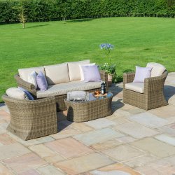Maze Rattan Winchester 3 Seater Sofa Set With Firepit Coffee Table