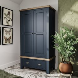Haxby Oak Painted Bedroom 2 Door Wardrobe - Blue