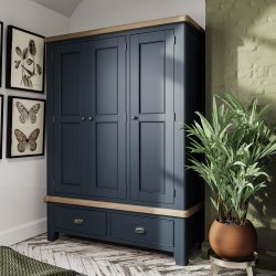Haxby Oak Painted Bedroom 3 Door Wardrobe - Blue