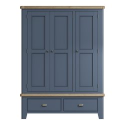 Haxby Oak Painted Bedroom 3 Door Wardrobe - Blue