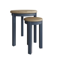 Haxby Painted Dining & Occasional Round Nest of 2 Tables - Blue