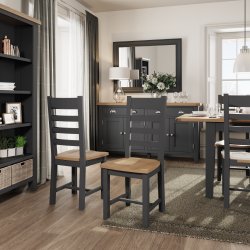 Pair of TT Dining  Charcoal Ladder Back Chair Wooden