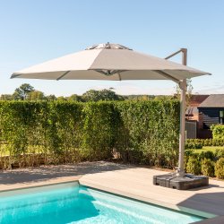 Zeus Cantilever Parasol 3.5m Round - With LED Lights & Cover - Taupe