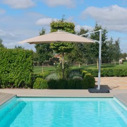 Zeus Cantilever Parasol 3m Square - With LED Lights & Cover - Taupe